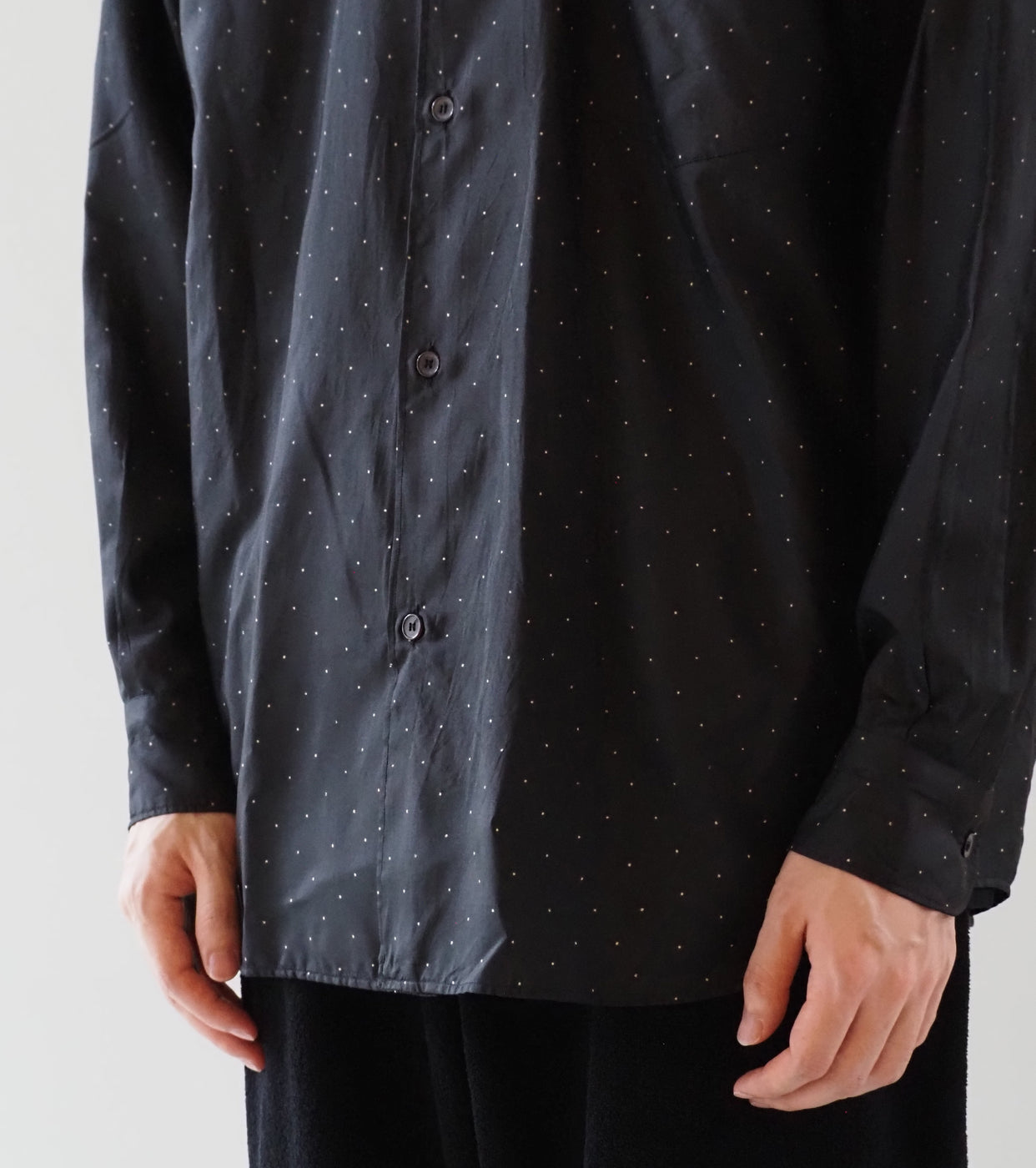 COMOLI シルク ドット コモリ シャツ, Dot – Navyblue