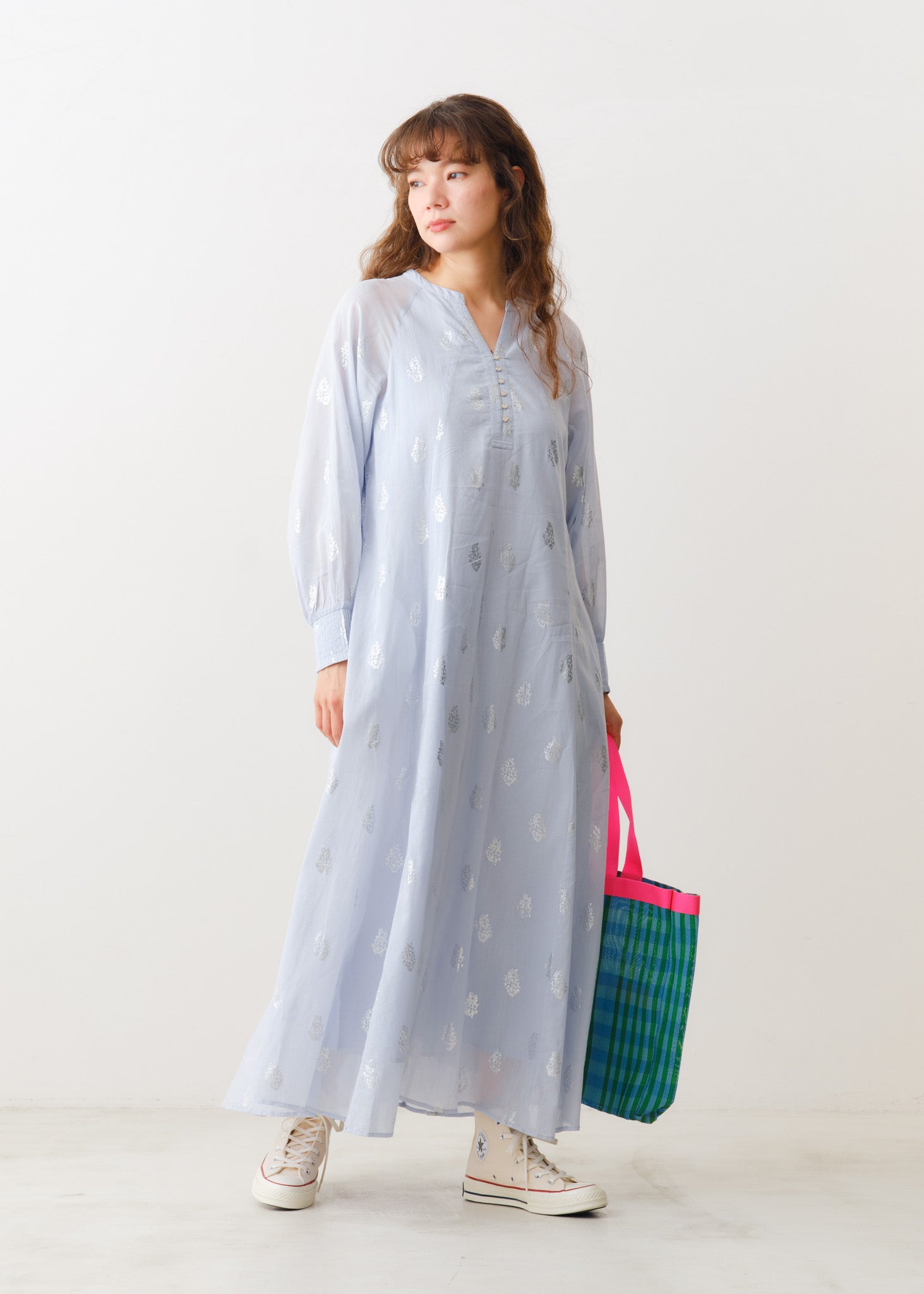 Cotton Voile Foil Flower Print Sleeve Dress | Pasand by ne Quittez