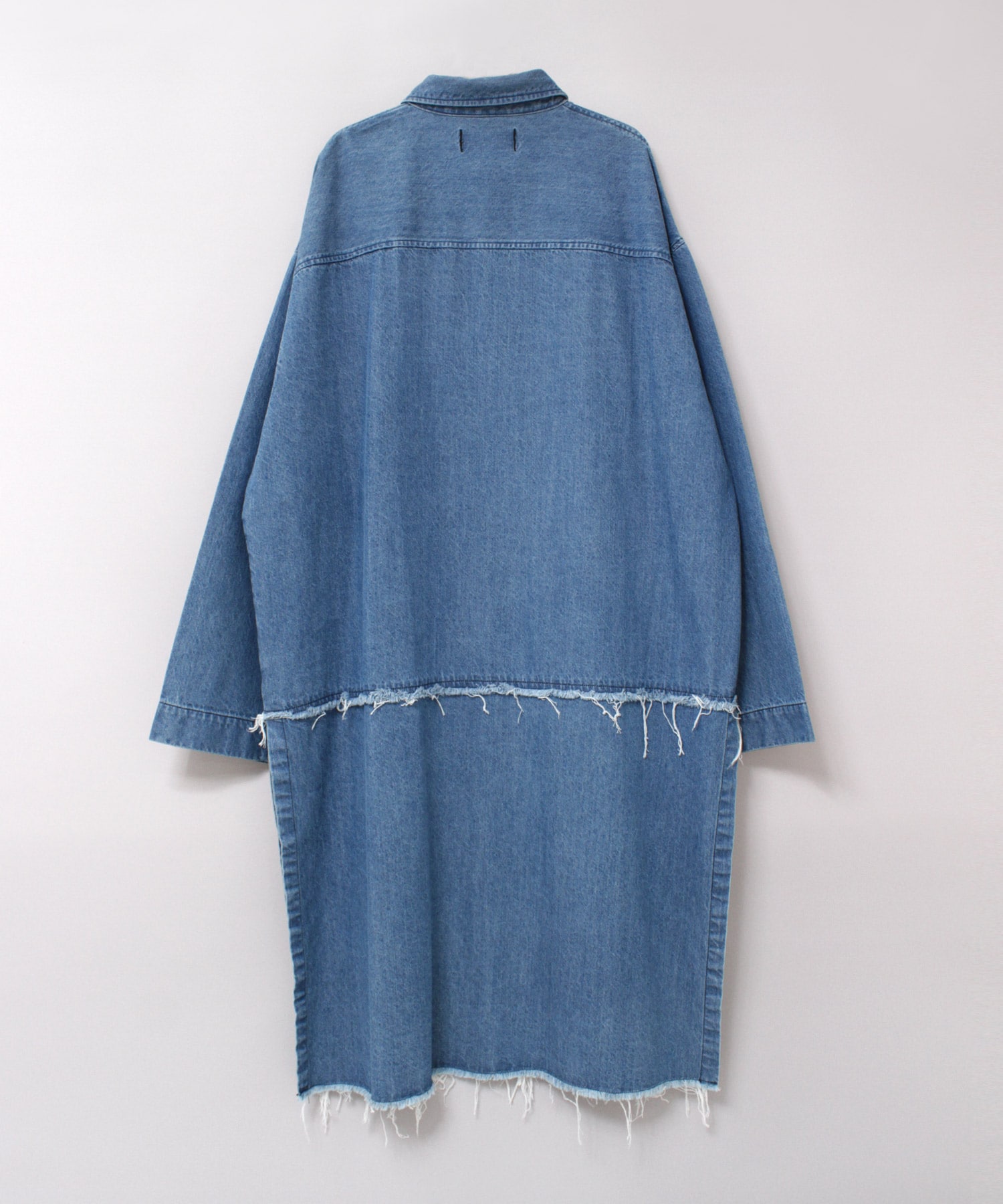 D1663 デニムロングシャツワンピース(M インディゴブルー): ワンピース
