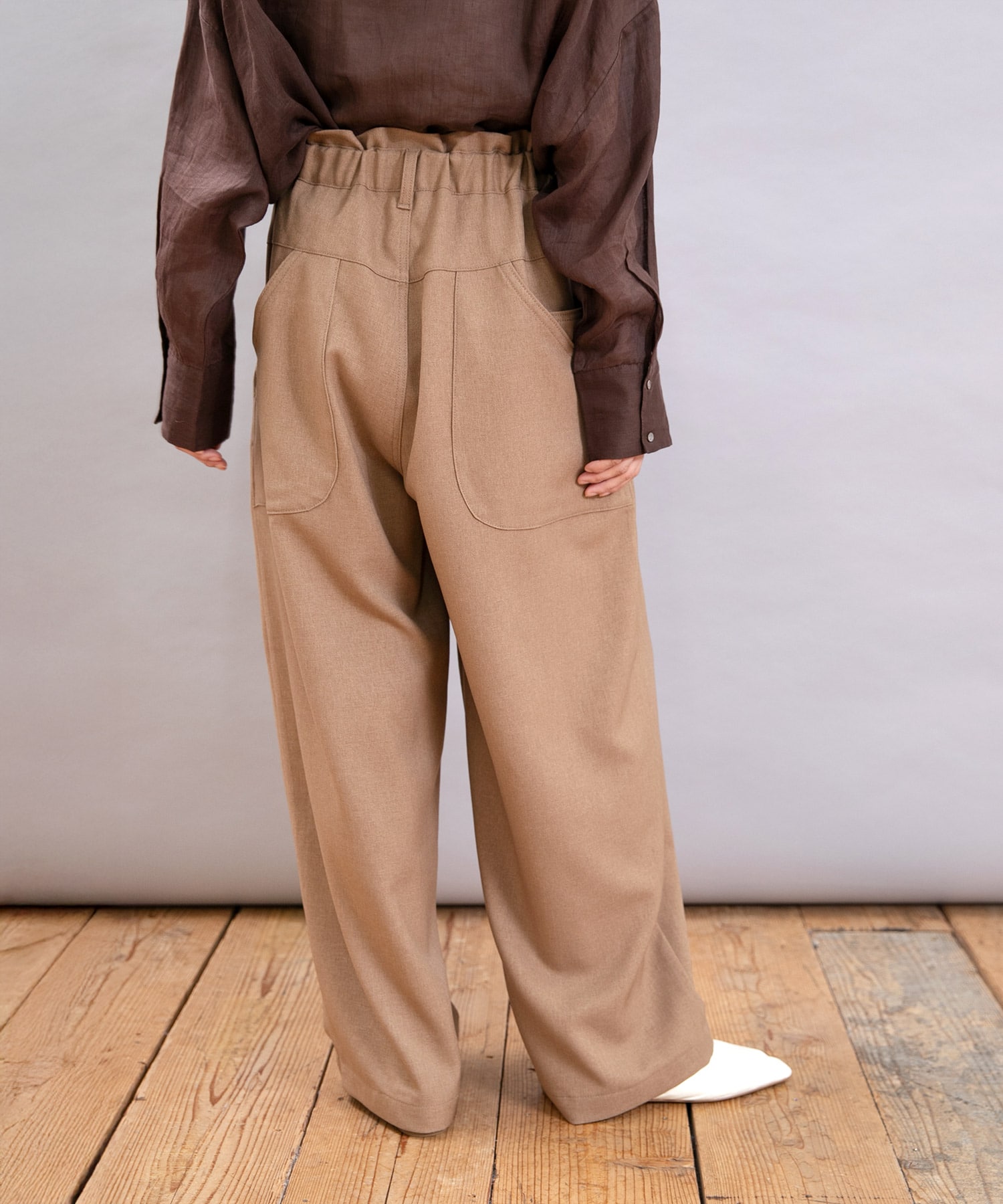 R4366 ウールライクなコックさんのスラックスパンツ(F スチールグレー