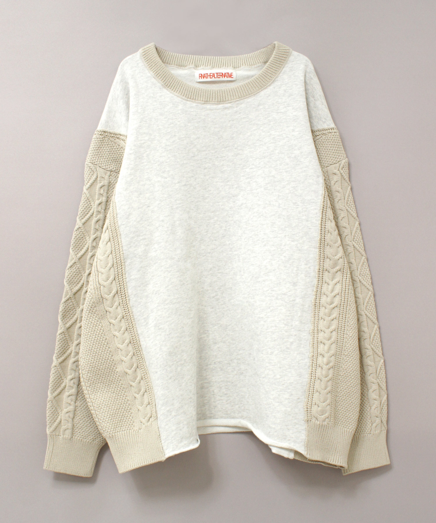 K2710 アランニットコンビ裏毛プルオーバー(M ブラック): トップス