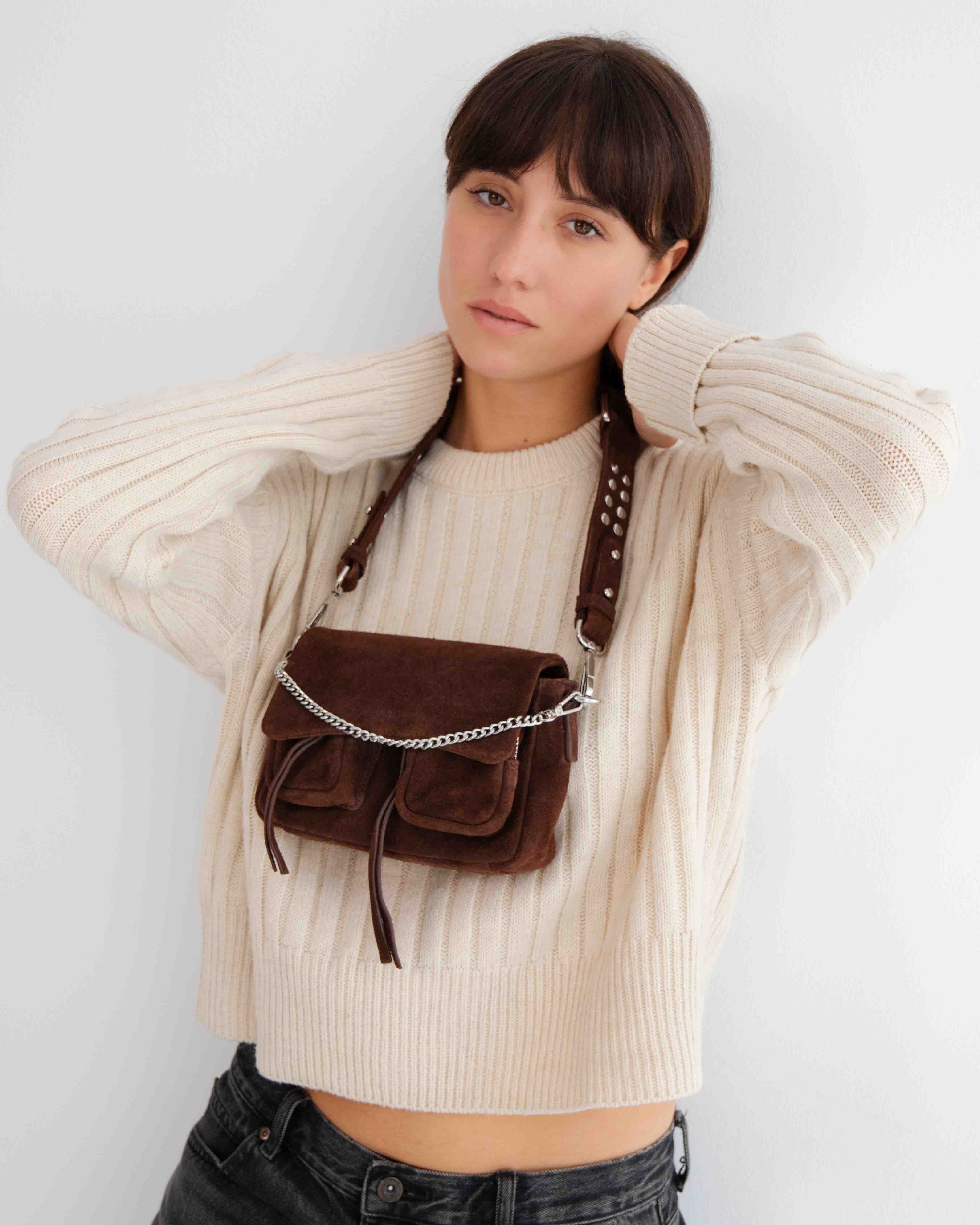 MAX MINI BROWN SUEDE | Women's Leather Bags | NEUVILLE