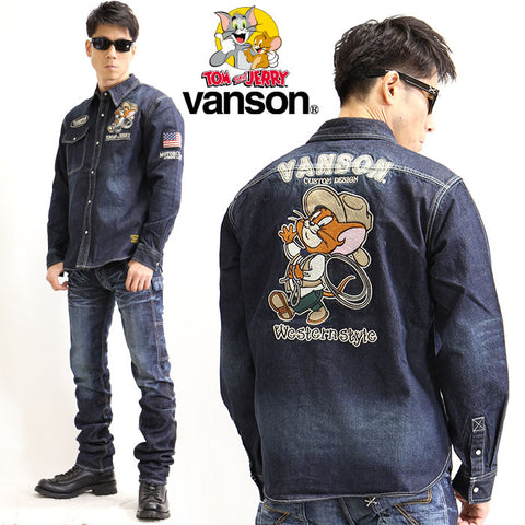カットライクデニムシャツ VANSON×TOM&JERRY tjv-2028