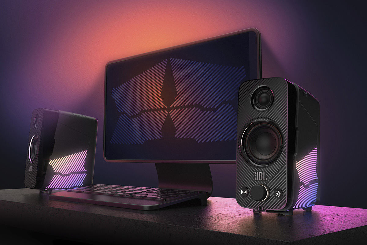 JBLゲーミングスピーカー「Quantum DUO」。スマホでワイヤレス再生も