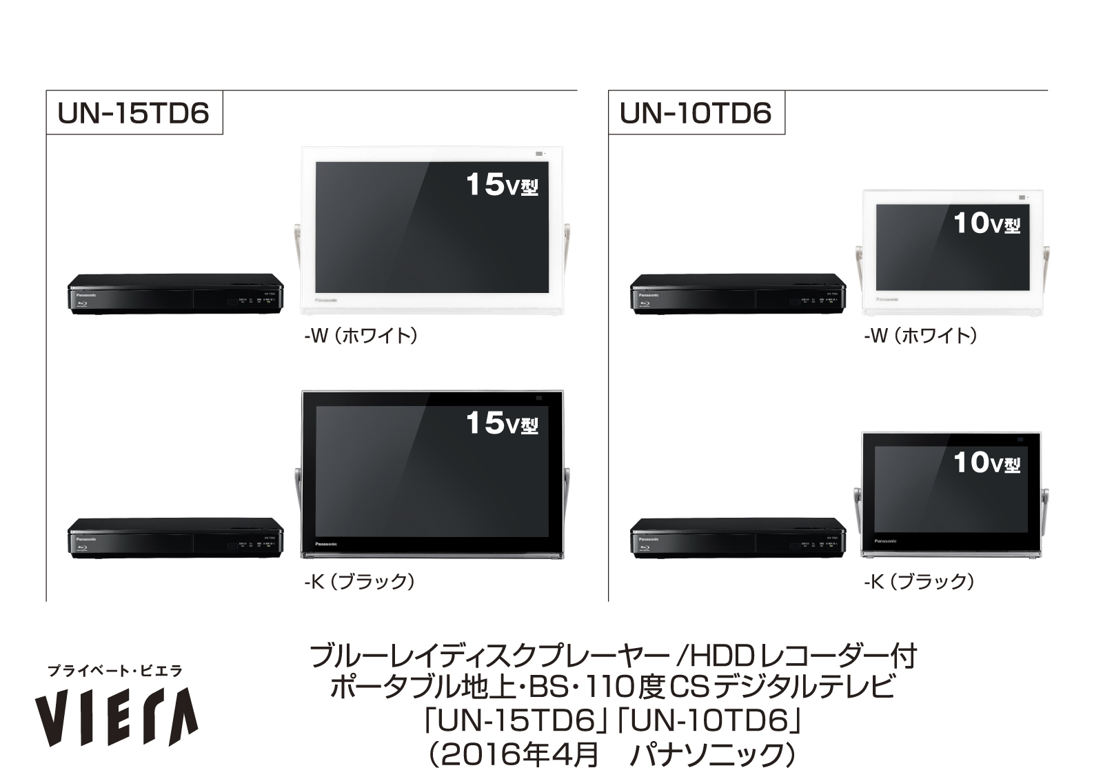 ポータブルテレビ「プライベート・ビエラ」 TD6シリーズ 他3シリーズを