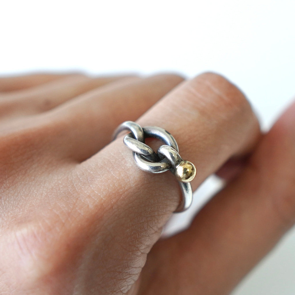 ティファニー ラブノット シルバー925 K18 コンビ 指輪 リング 11号