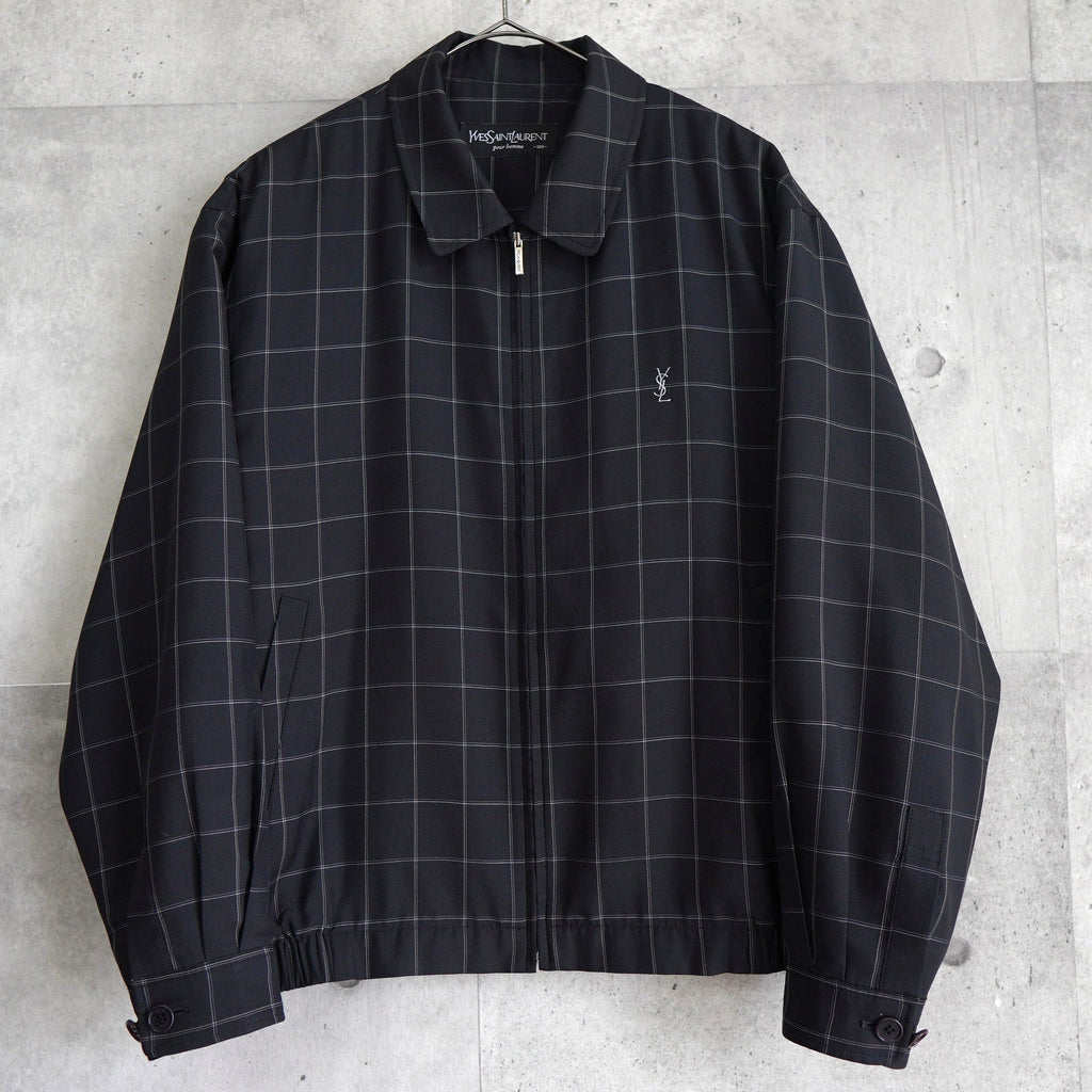 イブ サンローラン ヴィンテージ YSLロゴ ブルゾン チェック柄 薄手