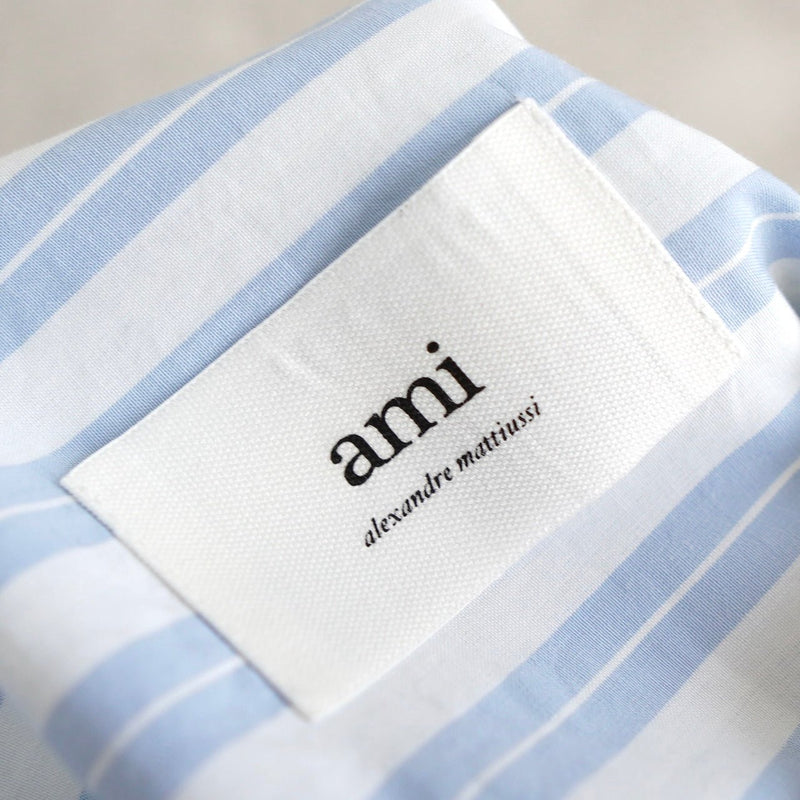 アミパリス アミパリ ハートロゴ ストライプ柄 長袖シャツ ライト