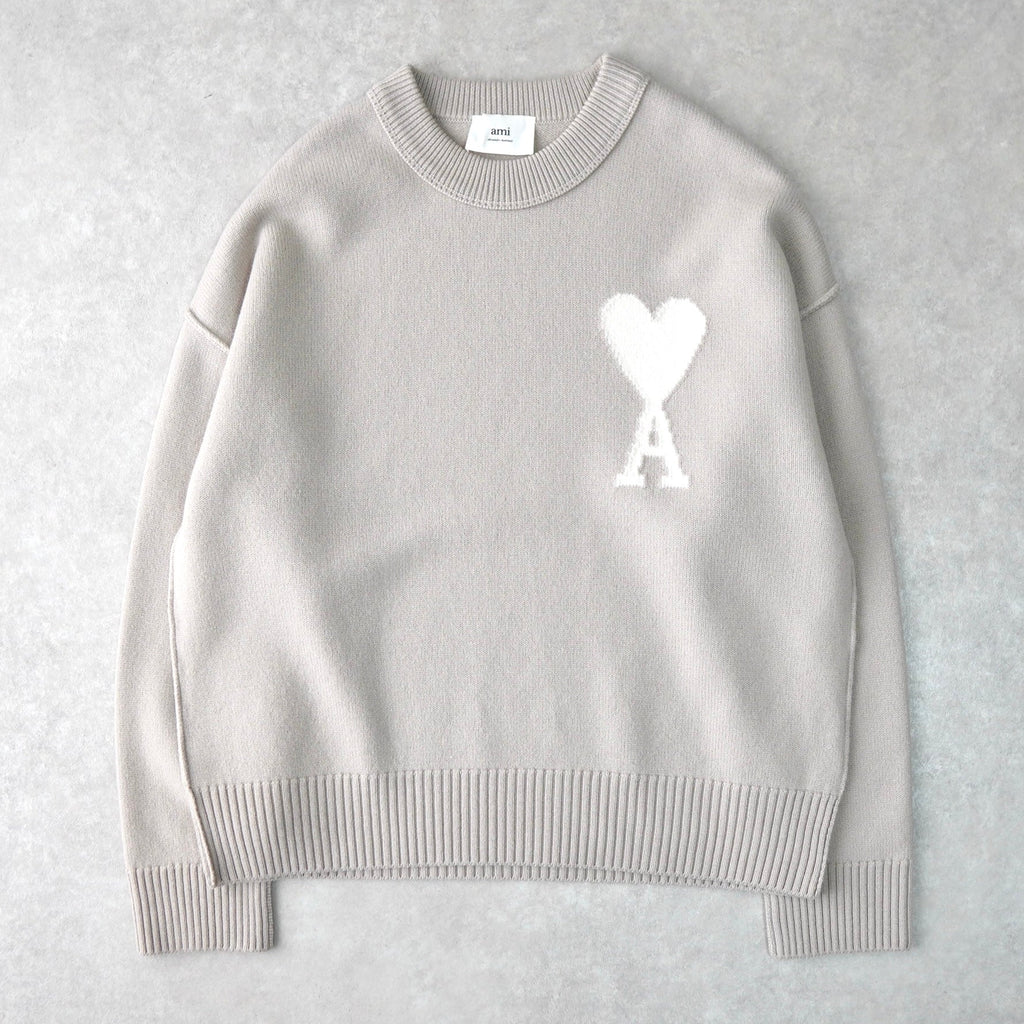 アミパリ アミ パリス ハートロゴ ニット グレー | ブランド古着を扱う