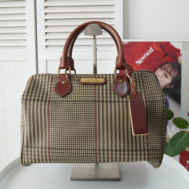 ラルフローレン 千鳥格子柄 PVC / レザー ミニボストンバッグ