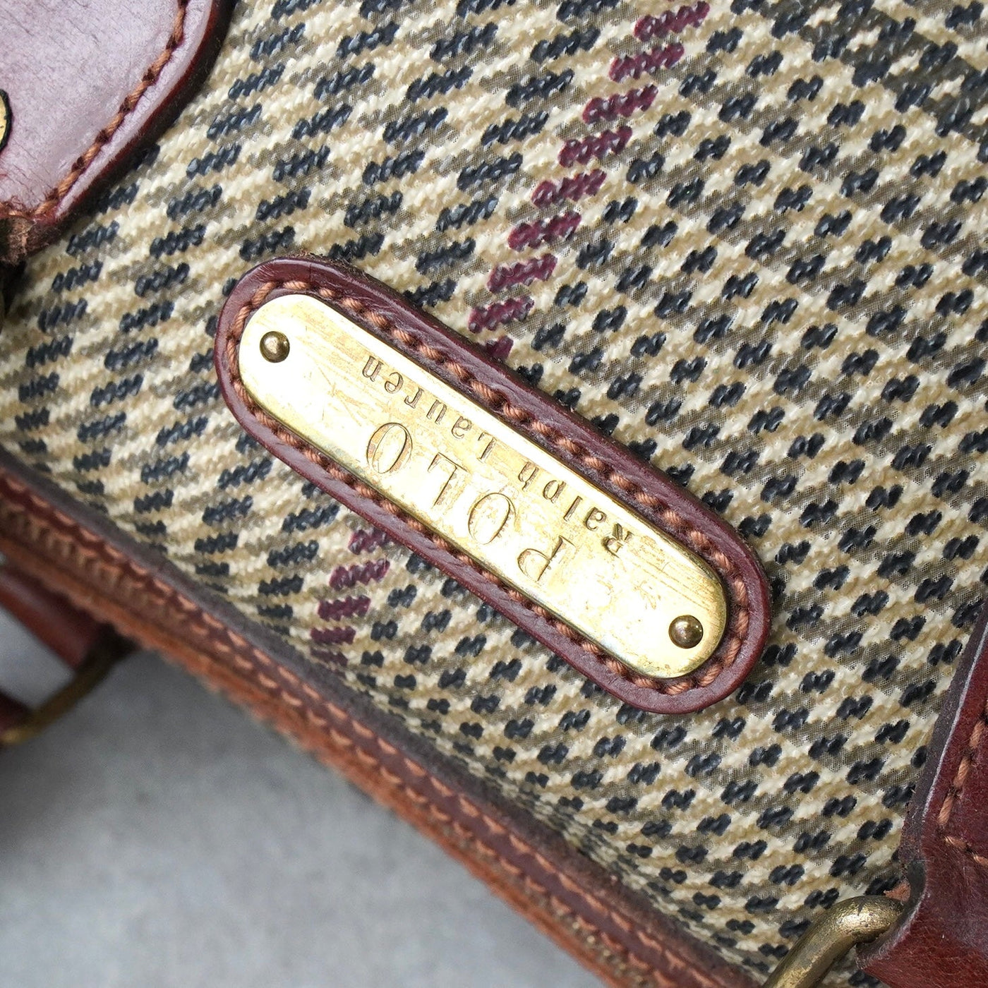 ラルフローレン 千鳥格子柄 PVC / レザー ミニボストンバッグ