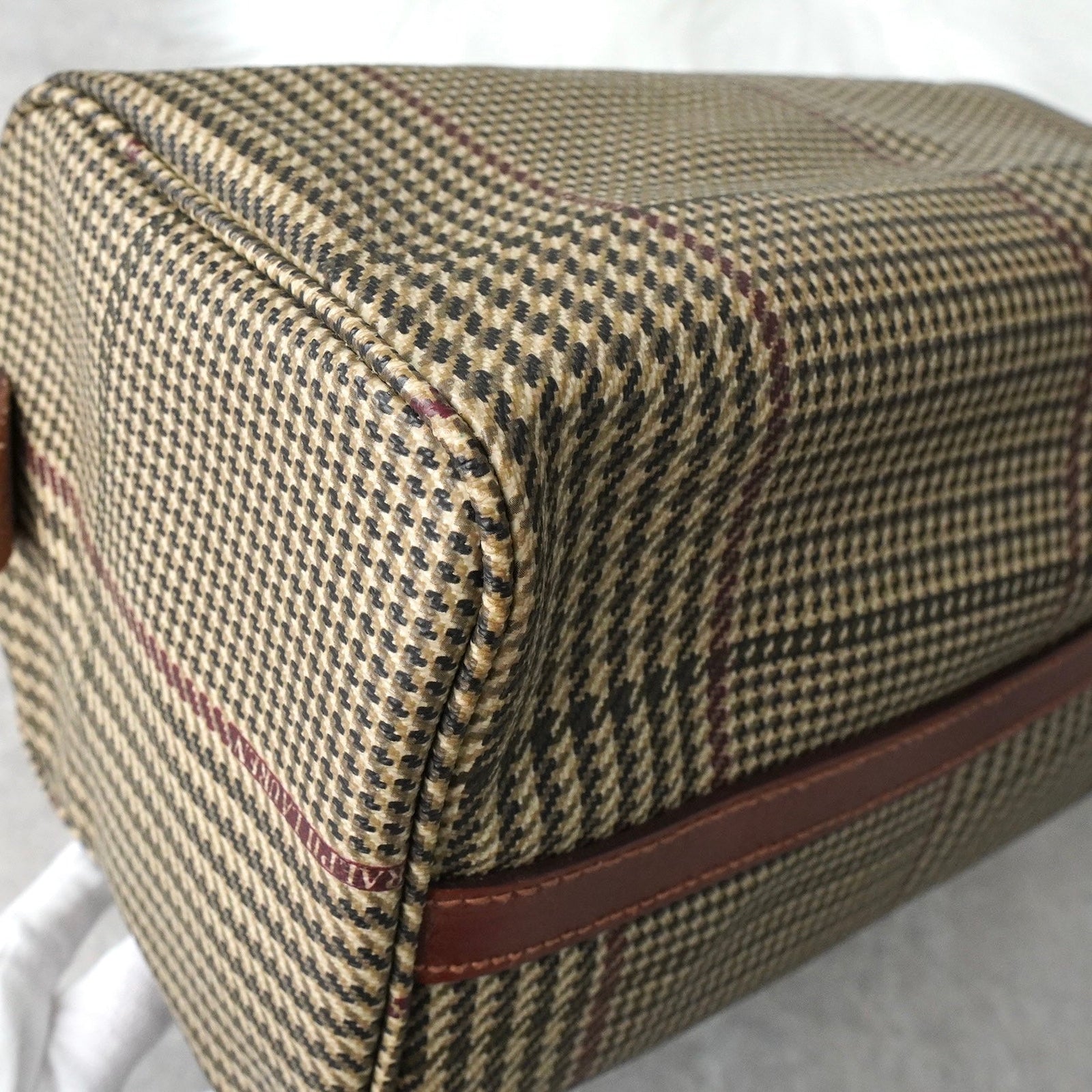 ラルフローレン 千鳥格子柄 PVC / レザー ミニボストンバッグ