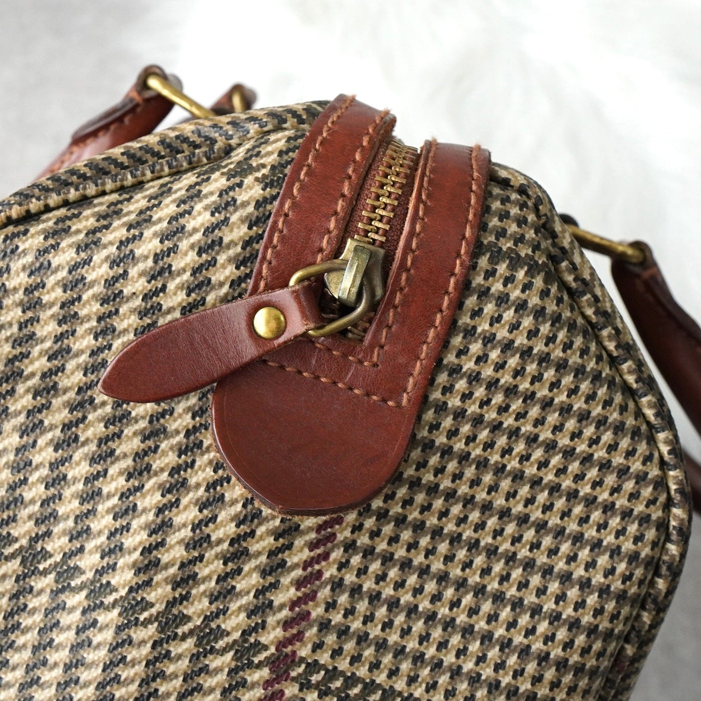 ラルフローレン 千鳥格子柄 PVC / レザー ミニボストンバッグ