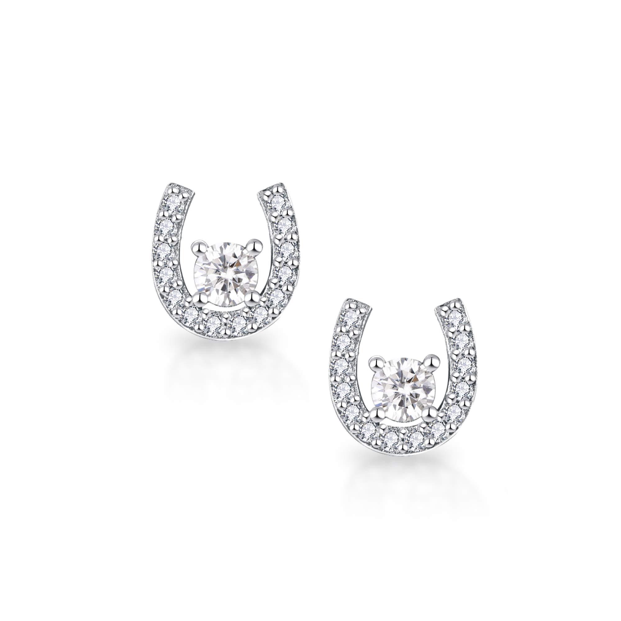 0.78ct モアサナイト ホースシュー ソリティア ピアス シルバー925