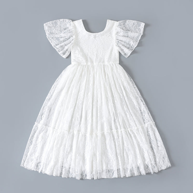 The Zoey Butterfly Sleeves Girls Lace Dress – Nicolette's Couture