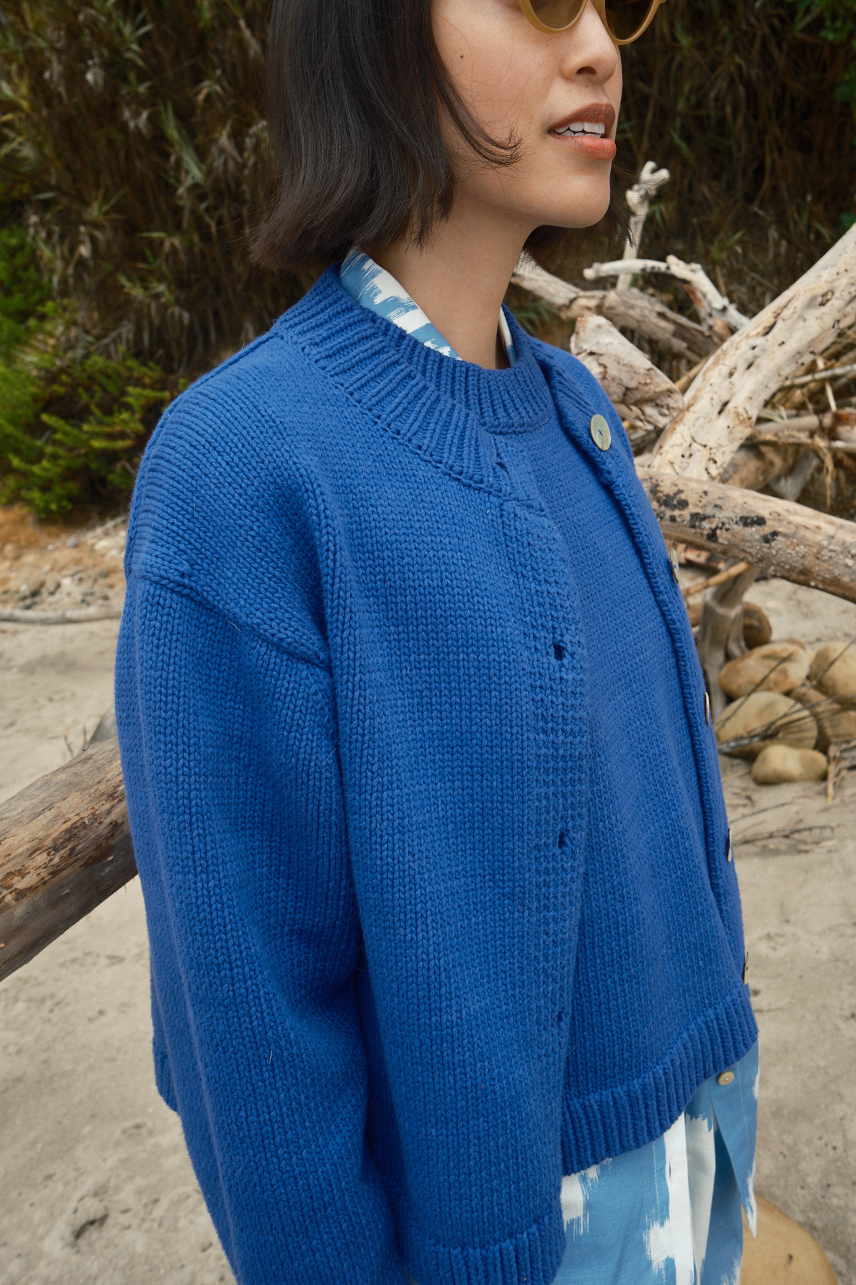 Shiloh Cotton Cardigan - Lapis – Nikki Chasin