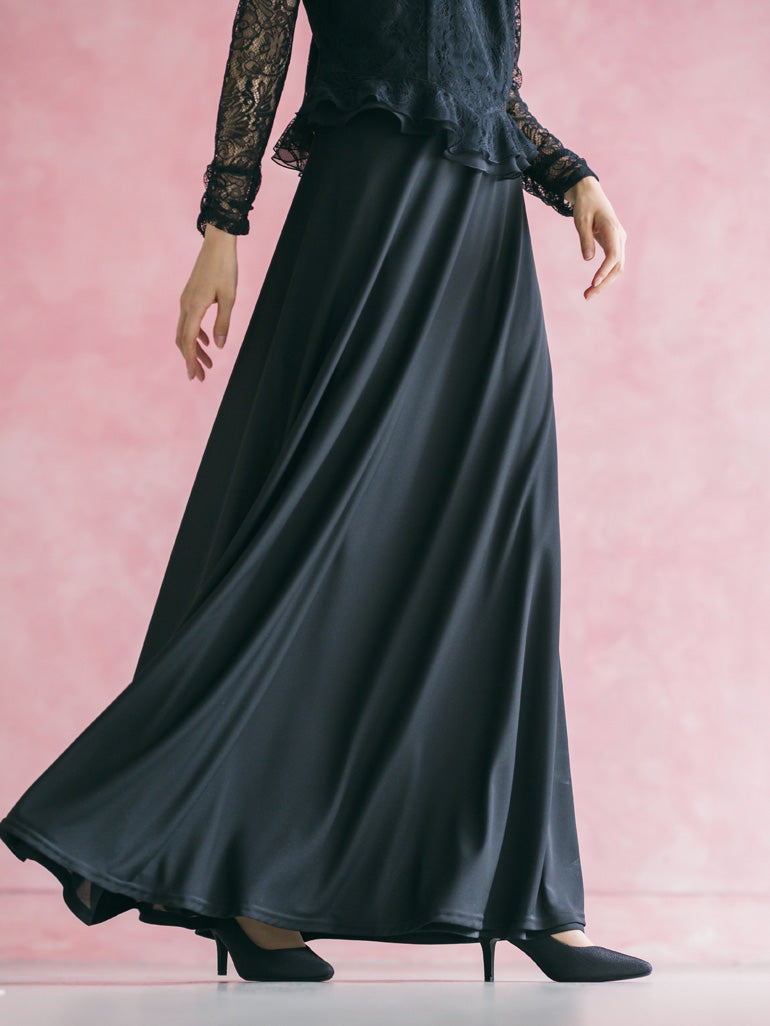 ロングスカート 黒 巻きスカート 演奏会 フォーマル スカート ドレス