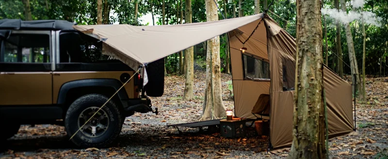 ワンティグリスの自由度の高いシェルターテント「CozShack ホット