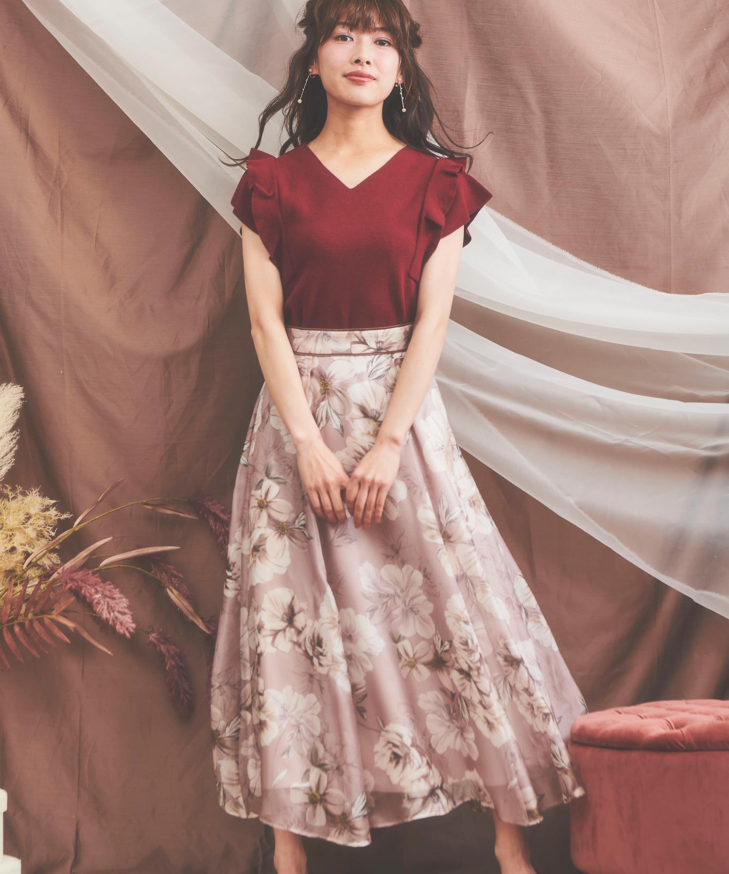 シャインフラワープリントスカート | フレアスカート | NOELA OFFICIAL