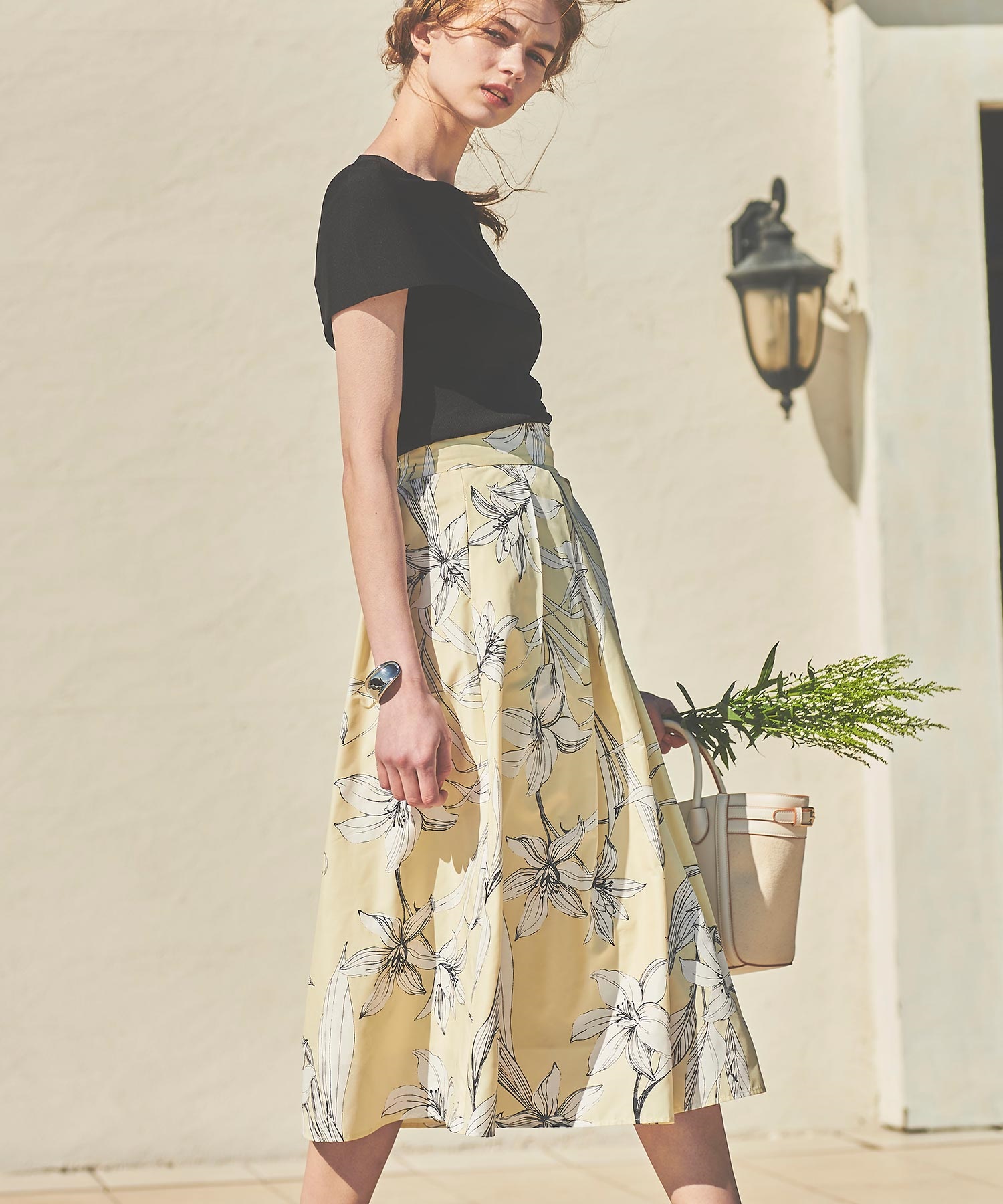 フラワープリントタフタスカート | フレアスカート | NOELA OFFICIAL