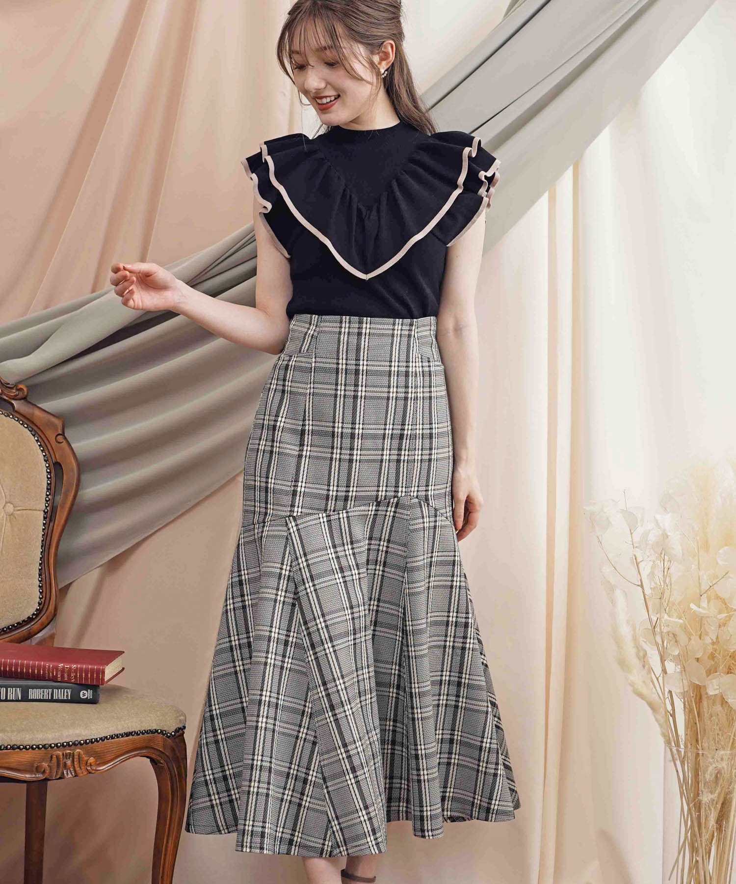 フレアヘムハイウエストチェックスカート | フレアスカート | NOELA