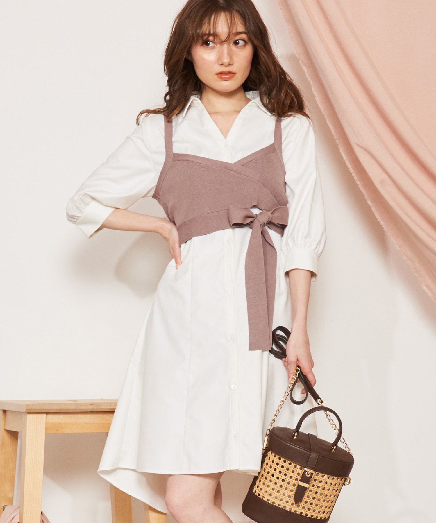 ビスチェ付ミニ丈シャツワンピ | ミニワンピース | NOELA OFFICIAL WEB