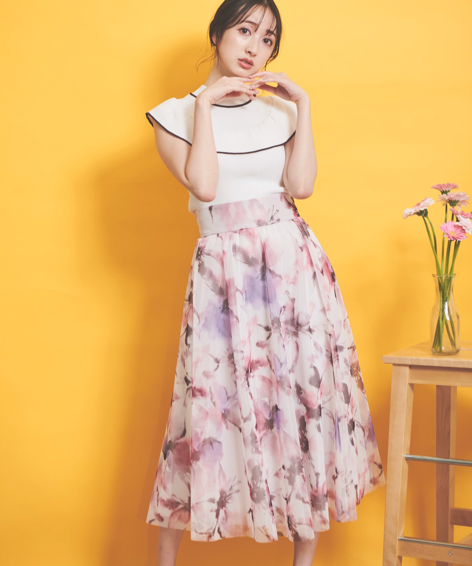 メッシュぼかしフラワースカート | フレアスカート | NOELA OFFICIAL