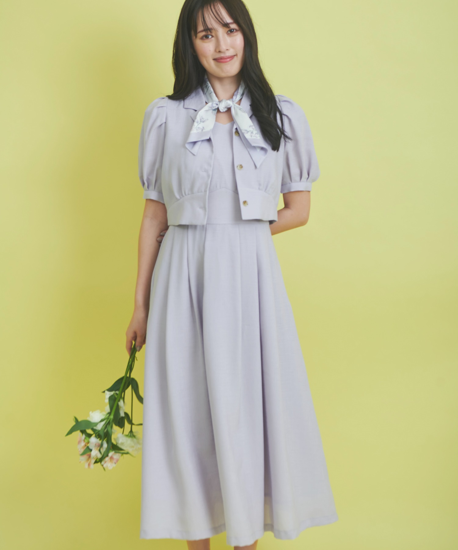 WEB限定カラーあり】スカーフ付ジャケットセットワンピース