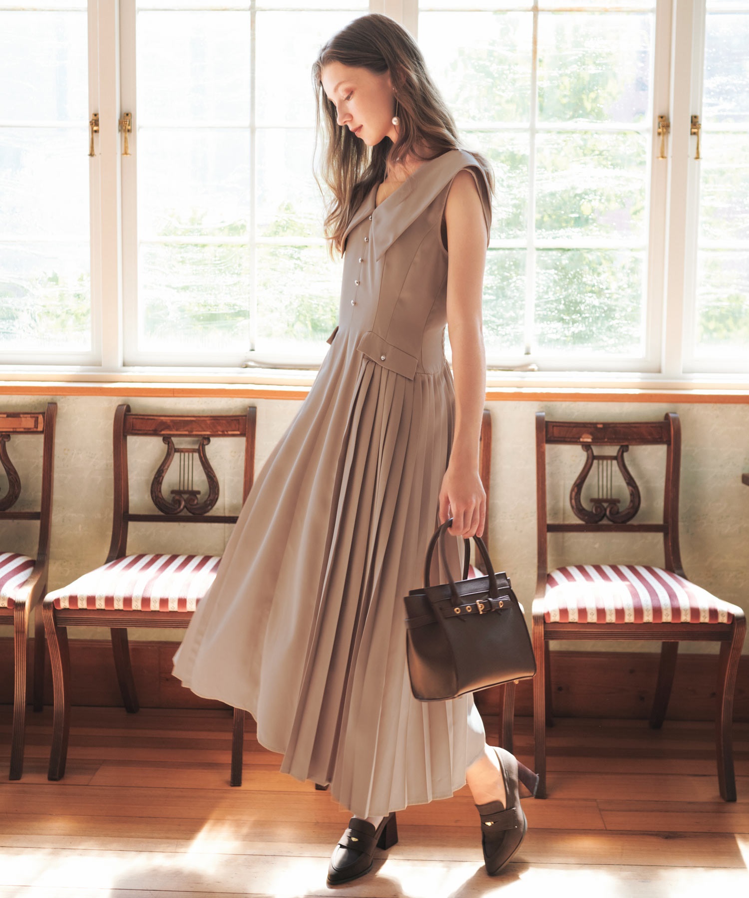 SSサイズあり】【WEB限定カラーあり】ビッグカラーサイドプリーツ