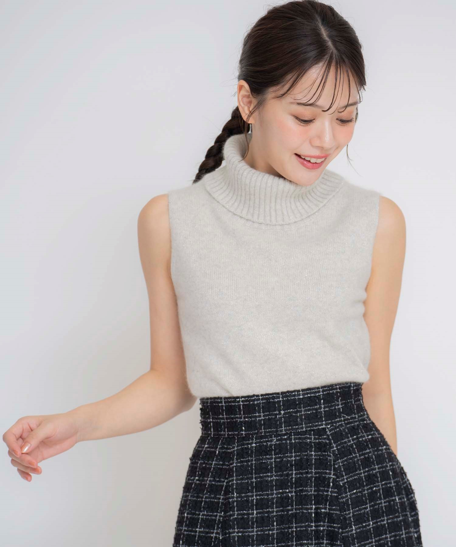 アンゴラ×FOX混ノースリラメタートルネックニット | ニット | NOELA