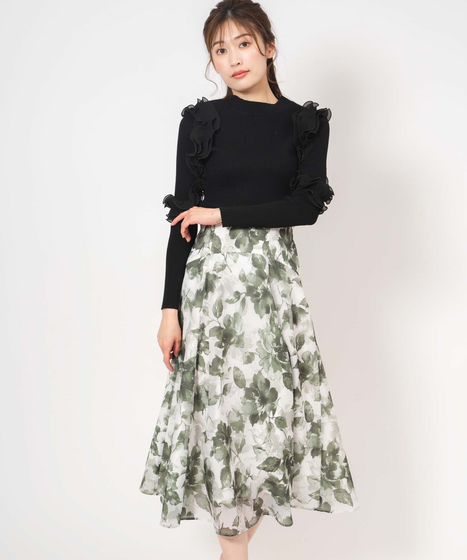 ビスチェ切替フラワープリントスカート | フレアスカート | NOELA