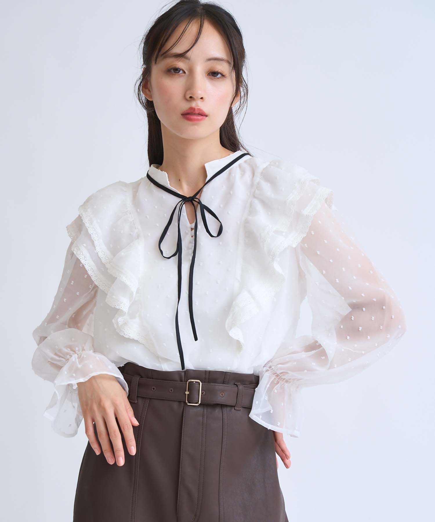 配色リボンドビードットブラウス | シャツ・ブラウス | NOELA OFFICIAL