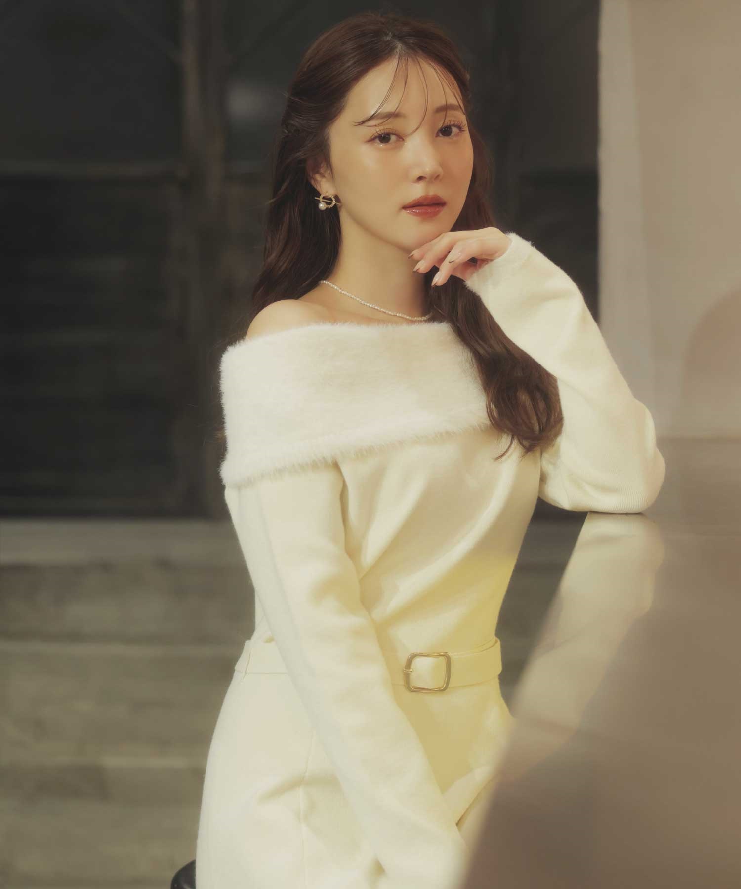 フェザートリム配色ドッキングワンピース | ニットワンピース | NOELA