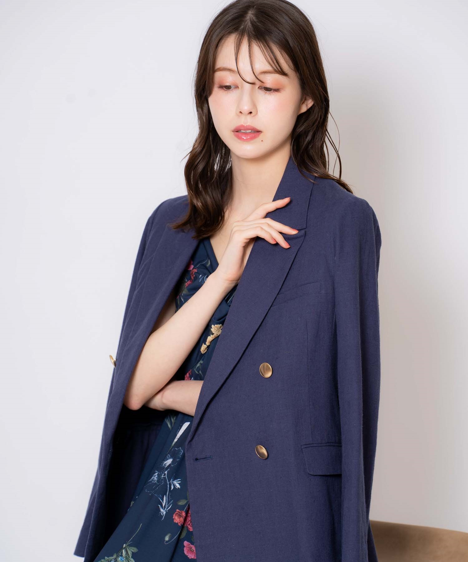 リネンゴールドボタンダブルジャケット | ジャケット | NOELA OFFICIAL