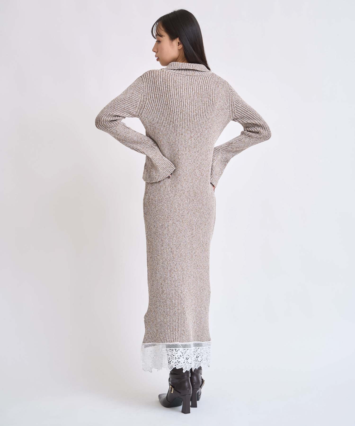 レーストリムポロニットワンピース | ニットワンピース | NOELA