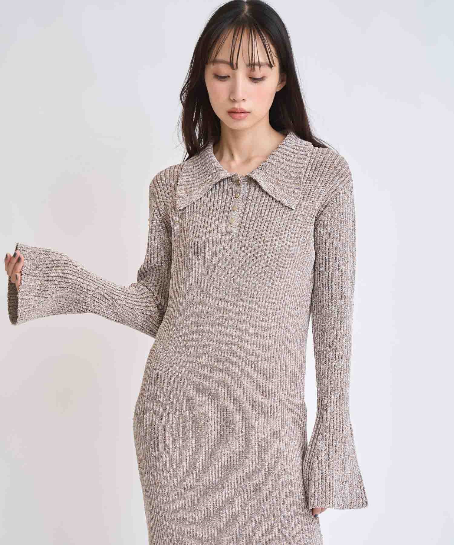 レーストリムポロニットワンピース | ニットワンピース | NOELA