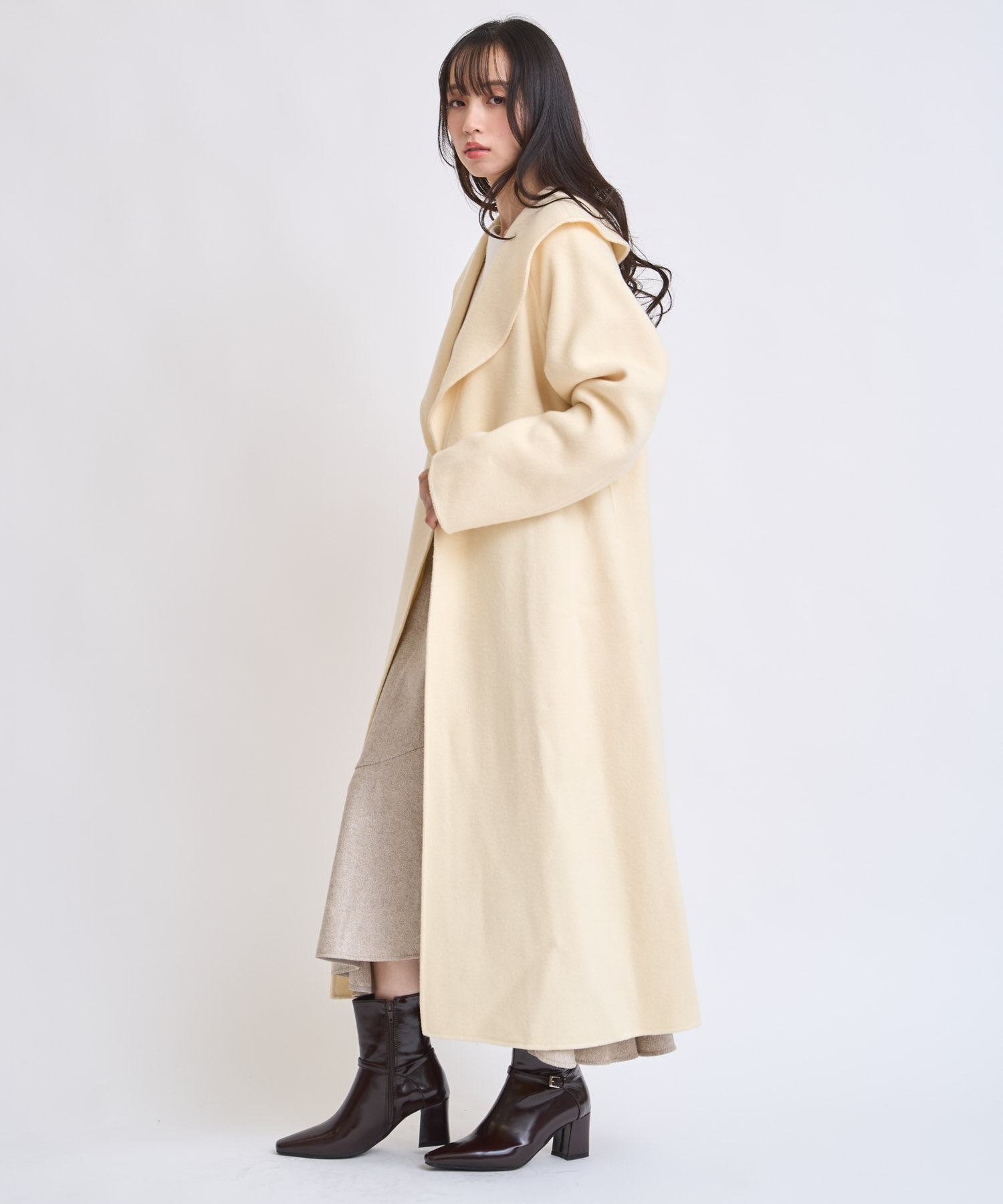 ベルト付きショールカラーウールリバーコート | コート | NOELA
