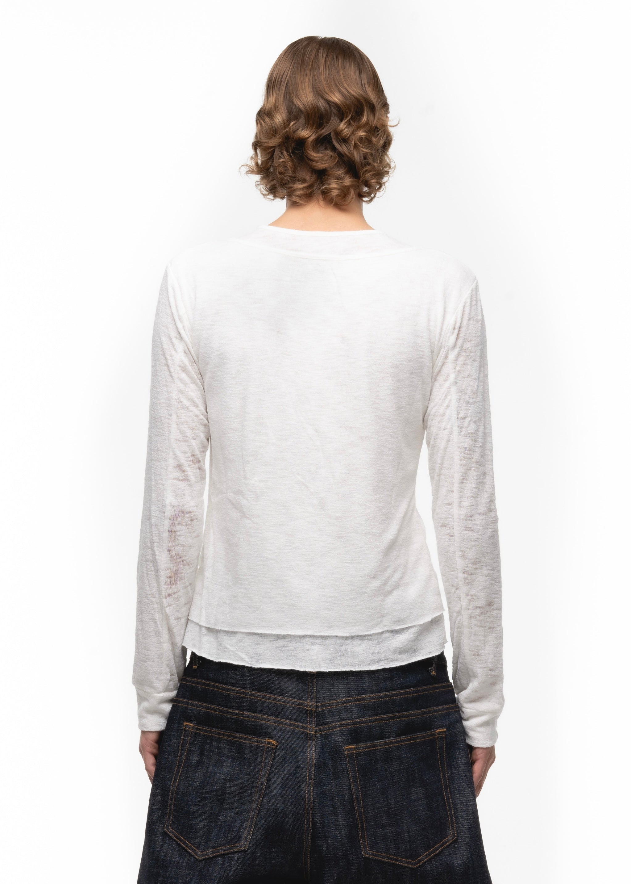 JAPANESE DOUBLE-LAYERED BUTTON LONGSLEEVE WHITE – NO/FAITH STUDIOS