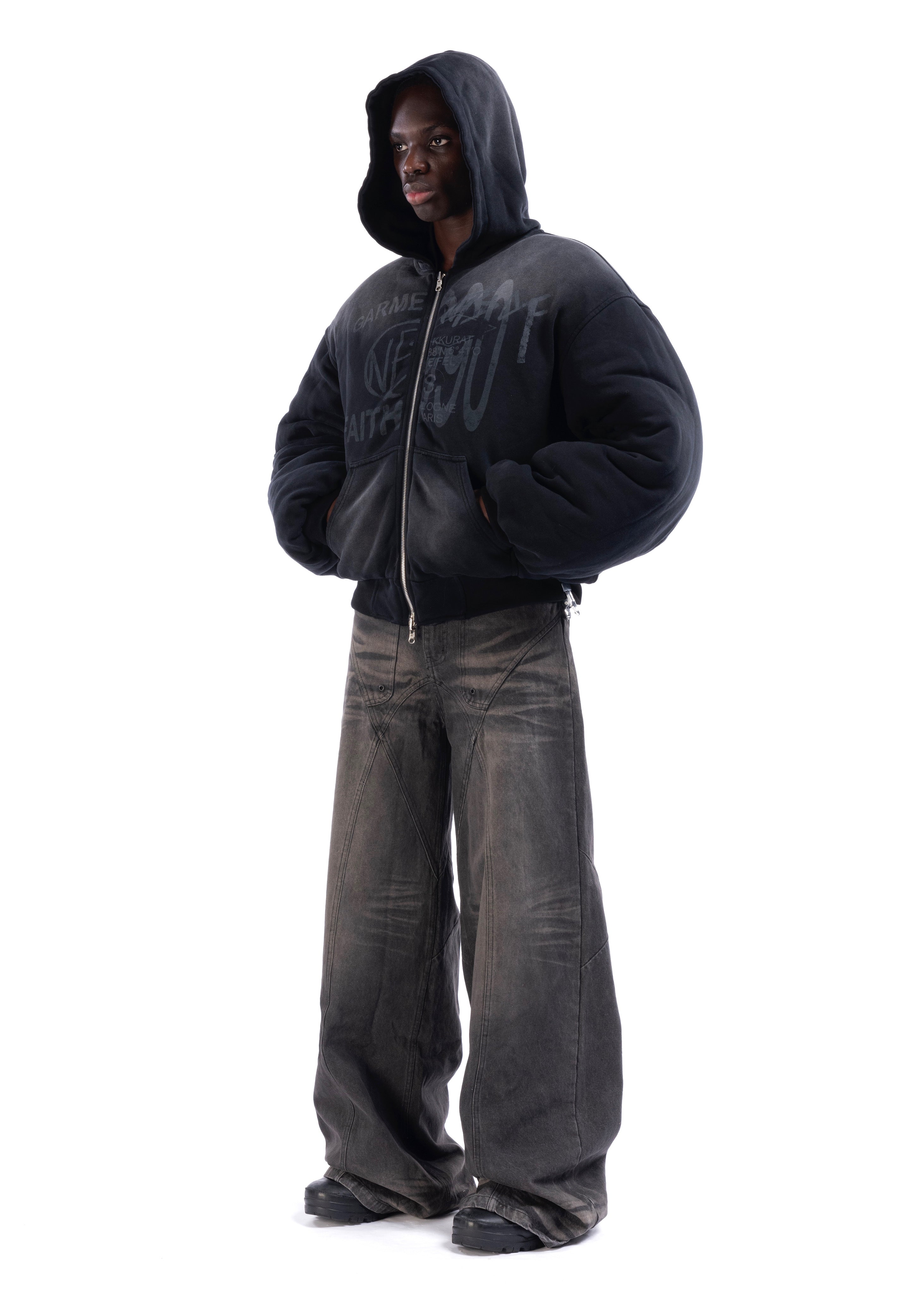 REVERSIBLE HOOD BOMBER JACKET BLACK – NO/FAITH STUDIOS