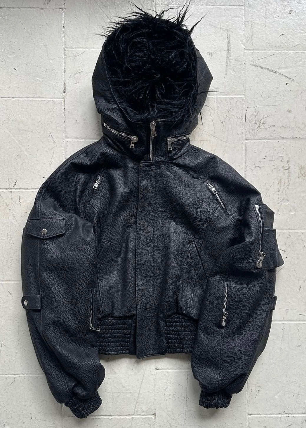 ASTRO FUR JACKET BLACK LEATHER – NO/FAITH STUDIOS