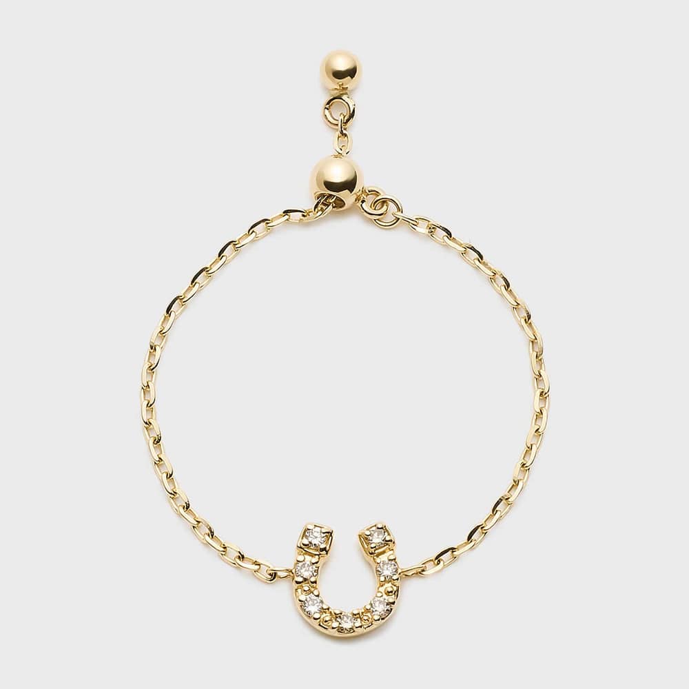 Tiny Motif】K10ダイヤモンドシューチェーンリング（0.02ct）｜リング