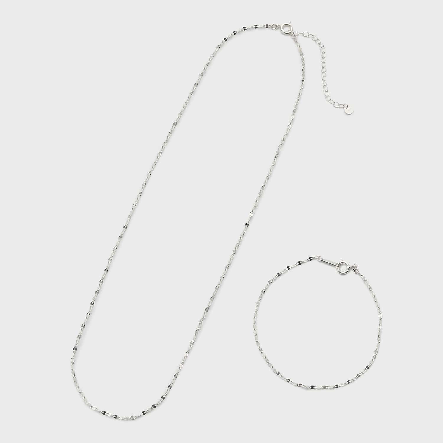 WEB限定】シルバーネックレス／ブレスレットセット｜ネックチェーン