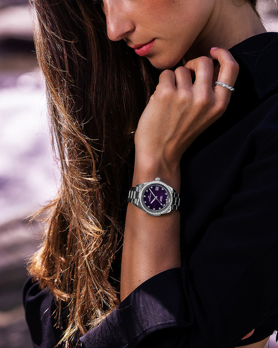 Adventure 37mm Purple Gradient Diamond Bezel | NORQAIN - NORQAIN