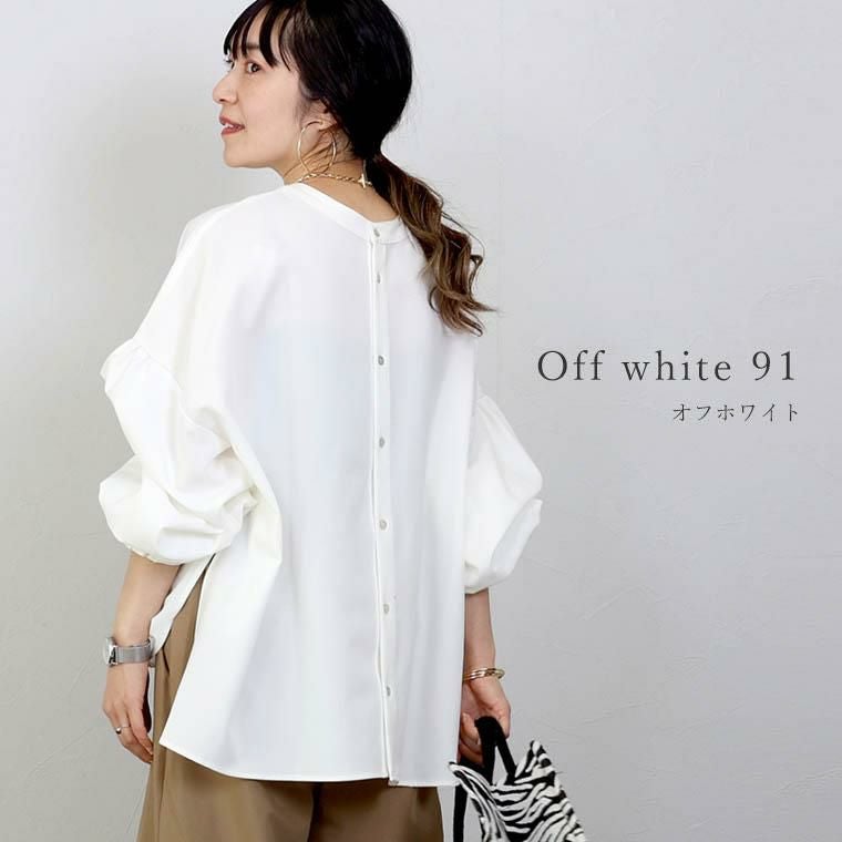 後ろボタン袖シャーリングブラウス|FUNNY COMPANY+