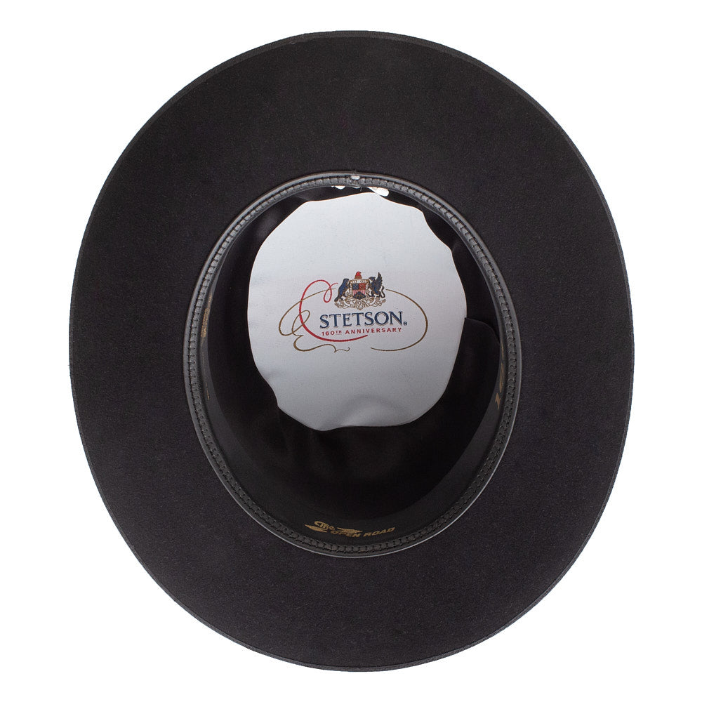 Stetson Hats 160th Anniversary 6X Black Open Road 2 3/4in Brim