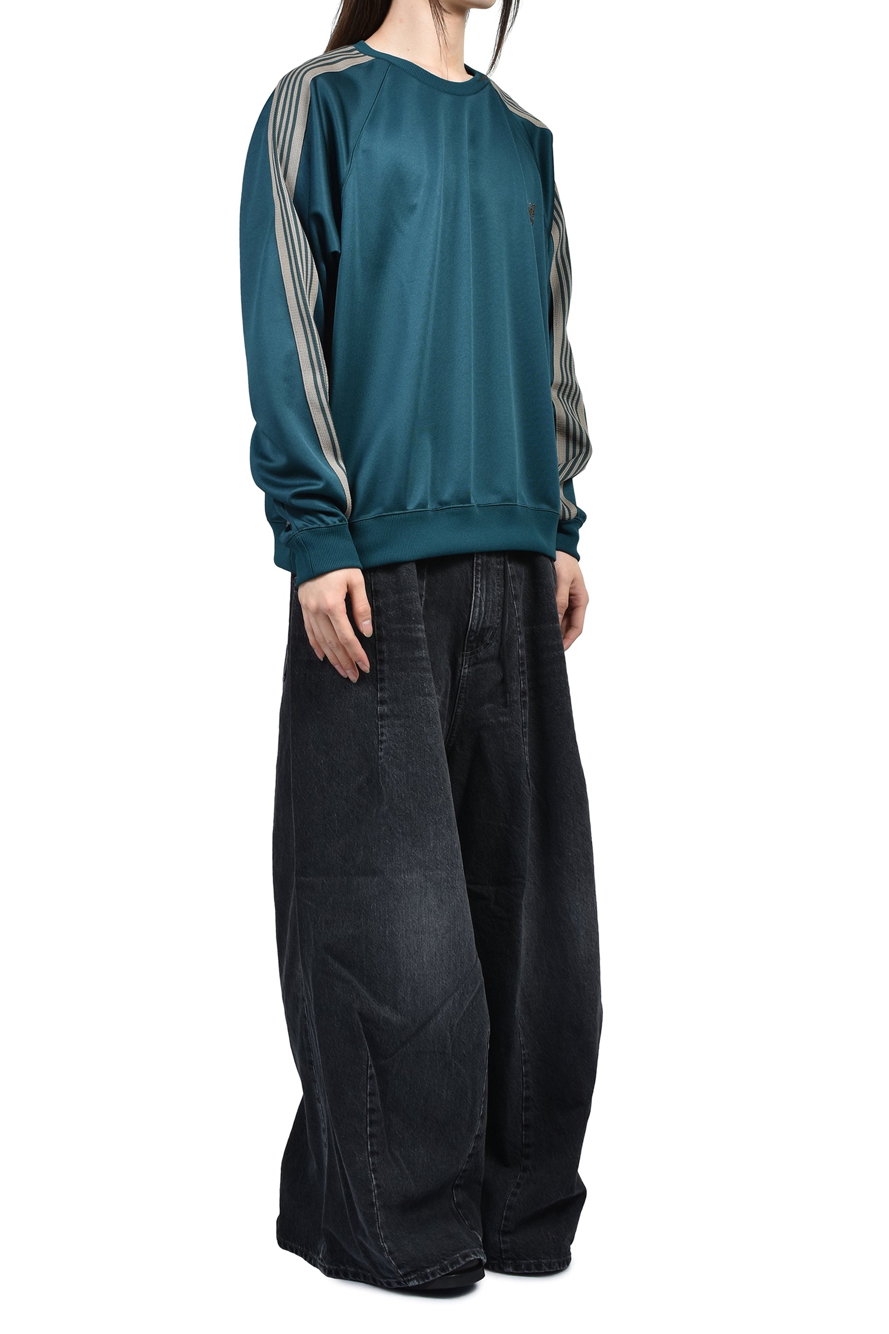 Needles ニードルス SS26 TRACK CREW NECK SHIRT - POLY SMOOTH / GRN