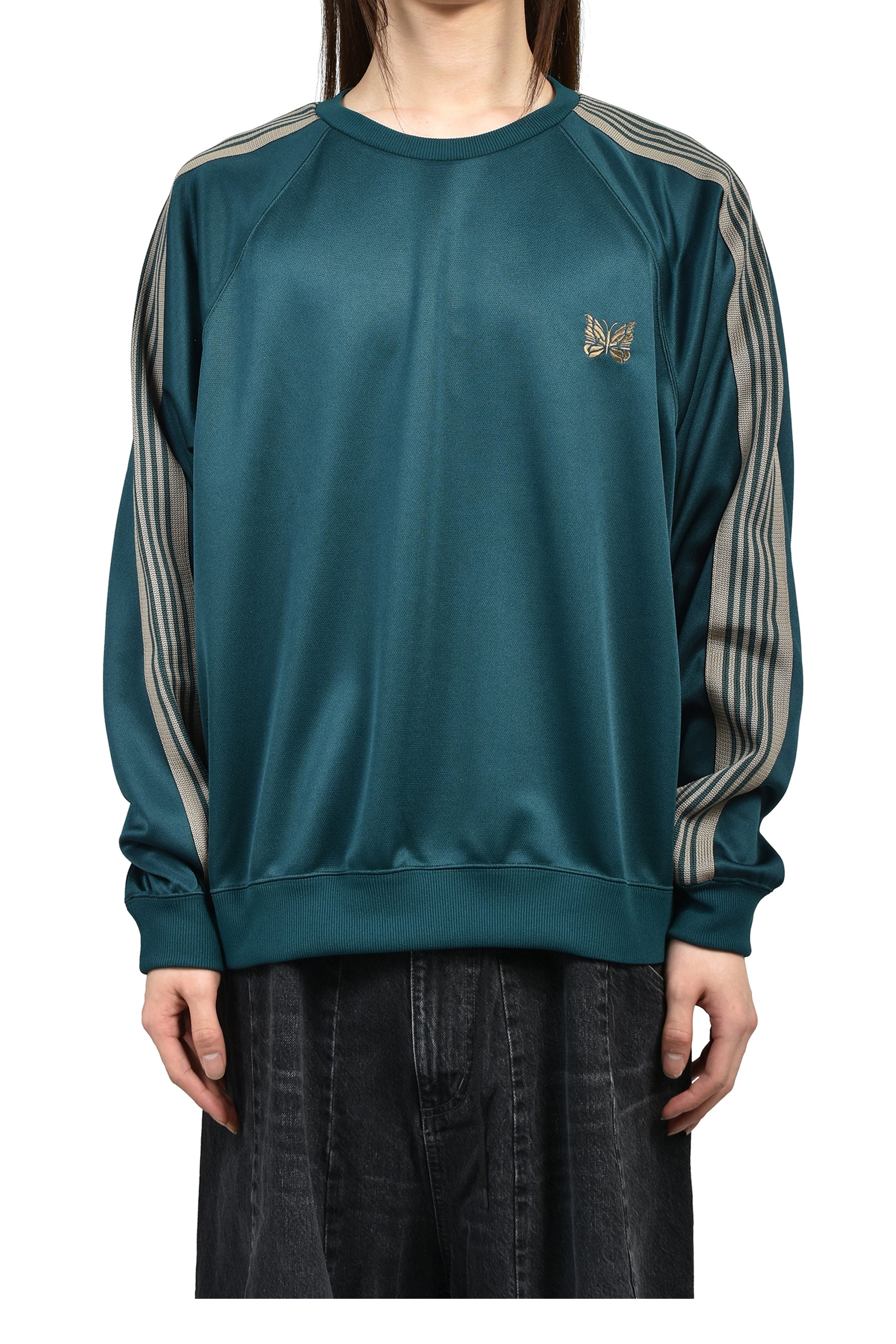 Needles ニードルス SS26 TRACK CREW NECK SHIRT - POLY SMOOTH / GRN