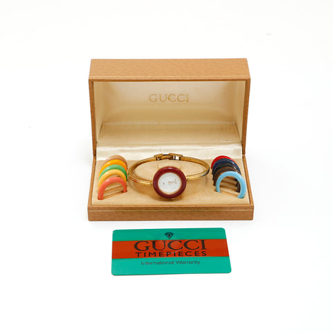 グッチ GUCCI チェンジベゼル 12色 クォーツ 腕時計 ゴールド P14417