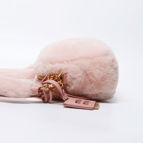 Miu Miu Fluffy Logo Fur Shoulder Bag Pink WS12211 – NUIR VINTAGE