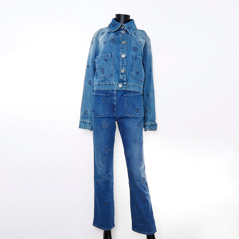 シャネル CHANEL デニム ココマーク Size36 セットアップ ブルー